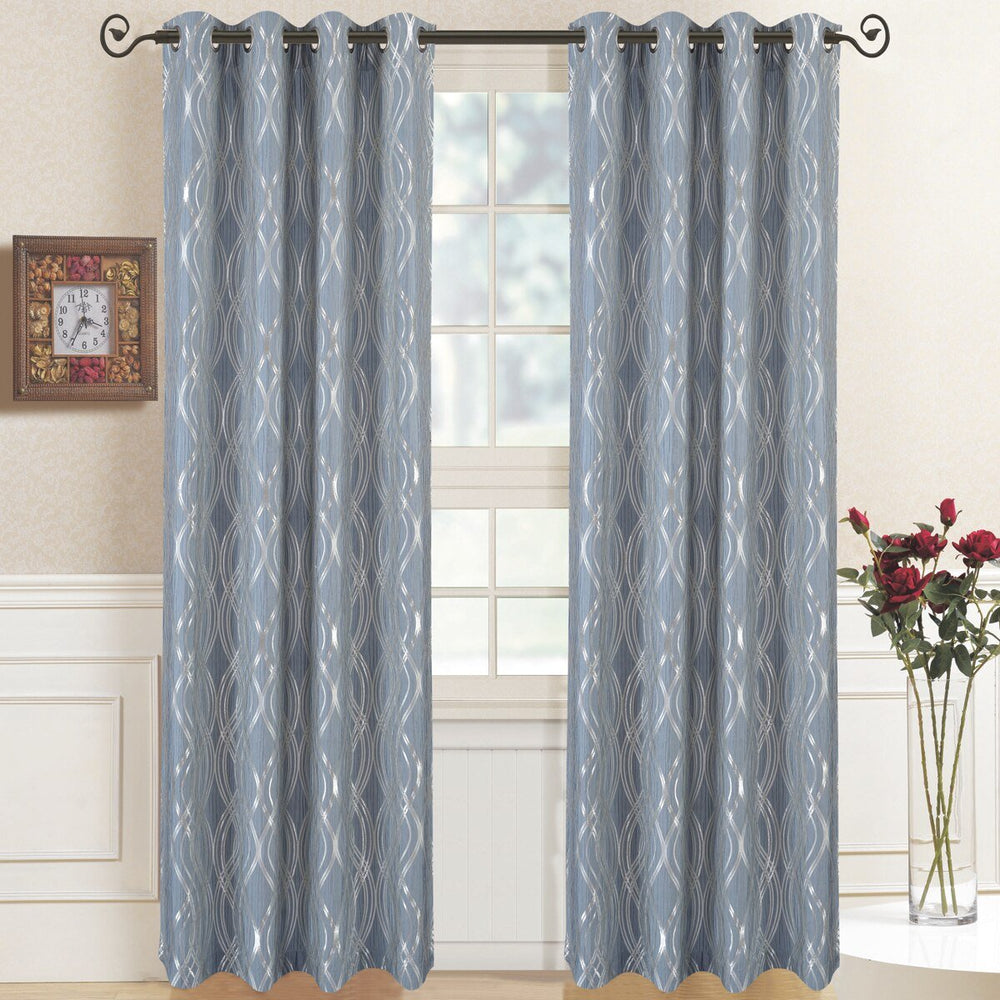 GoLinens Regalia Abstract Jacquard Textured Grommet Curtain Panels (Set of 2)